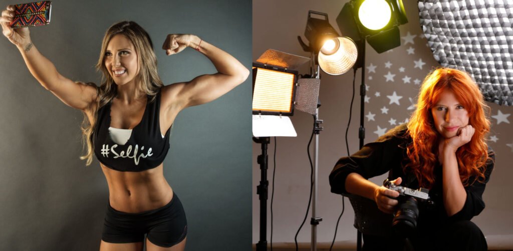 Fotógrafo de marca personal en Madrid. en esta foto: Sascha Barboza AKA saschafitness y Lorena Riga en su estudio de Madrid
